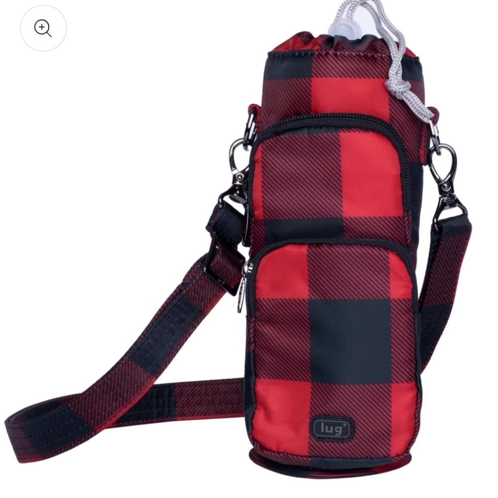Lug Huggie Water Bottle Holder in Buffalo Plaid Crossbody Insulated